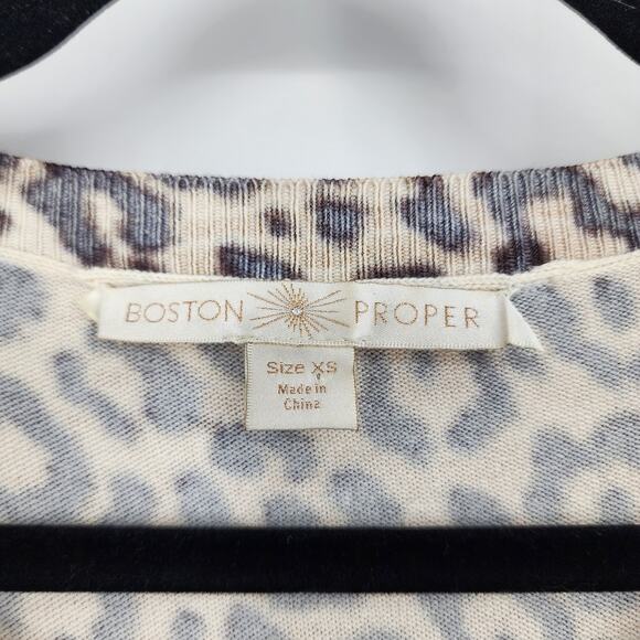 Boston Proper 3/4 Sleeve Animal Print Cotton Blend Dress Size XS - Picture 3 of 4